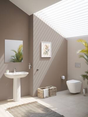 VitrA S20 Lavabo 5504L003-0001 Oval - 65x47 cm - tek armatür delikli - su taşma delikli - beyaz - 2