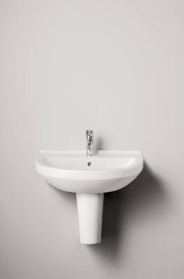 VitrA S20 Lavabo 5504L003-0001 Oval - 65x47 cm - tek armatür delikli - su taşma delikli - beyaz - 3