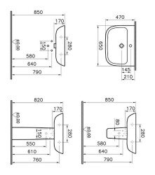 VitrA S20 Lavabo 5504L003-0001 Oval - 65x47 cm - tek armatür delikli - su taşma delikli - beyaz - 4