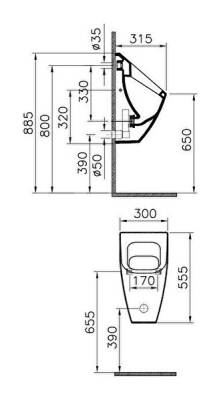 VitrA S20 Pisuvar 5218L003-0199 Arkadan su girişli - beyaz - 2