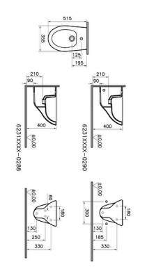VitrA S20 Round Asma bide 6231L003-0288 52 cm - tek armatür delikli - su taşma delikli - yanlardan deliksiz - beyaz - 2