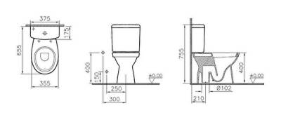 VitrA S20 Round Takım klozet 5821L003-0088 Arkası açık - 66 cm - taharet borulu - beyaz - 3