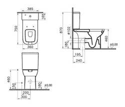 VitrA S20 Takım klozet 5293B003-1023 Arkası açık - özel ihtiyaç - 75 cm - taharet borulu - beyaz - 2