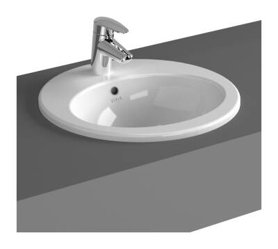 VitrA S20 Tezgahüstü lavabo 5466B003-0001 Yuvarlak - kompakt - 45x43 cm - tek armatür delikli - su taşma delikli - beyaz - 1