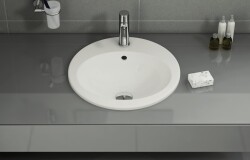 VitrA S20 Tezgahüstü lavabo 5466B003-0001 Yuvarlak - kompakt - 45x43 cm - tek armatür delikli - su taşma delikli - beyaz - 2