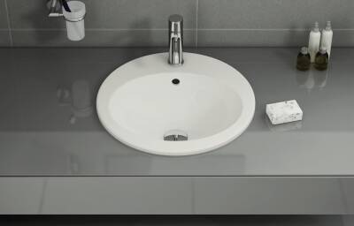 VitrA S20 Tezgahüstü lavabo 5466B003-0001 Yuvarlak - kompakt - 45x43 cm - tek armatür delikli - su taşma delikli - beyaz - 2