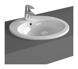 VitrA S20 Tezgahüstü lavabo 5467B003-0001 Yuvarlak - kompakt - 50x48 cm - tek armatür delikli - su taşma delikli - beyaz