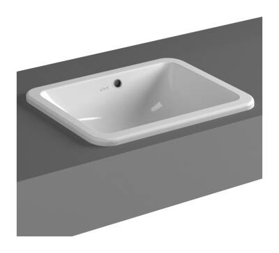 VitrA S20 Tezgahüstü lavabo 5473B003-0642 Dikdörtgen - kompakt - 45x37 cm - armatür deliksiz - su taşma delikli - beyaz - 1