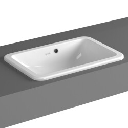 VitrA S20 Tezgahüstü lavabo 5475B003-0642 Dikdörtgen - 55x37 cm - armatür deliksiz - su taşma delikli - beyaz