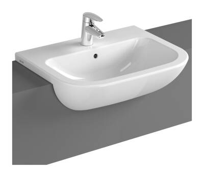 VitrA S20 Yarım tezgah lavabo 5524B003-0001 Dikdörtgen - 55x44 cm - tek armatür delikli - su taşma delikli - beyaz - 1