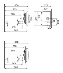 VitrA Sento Çanak lavabo 5945B003-0921 Dikdörtgen - kompakt - 50x38 cm - sağdan tek armatür delikli - su taşma delikli - beyaz - 2