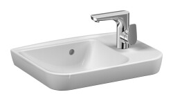 VitrA Sento Etajerli lavabo 5945B003-0029 Dikdörtgen - kompakt - 50x38 cm - sağdan tek armatür delikli - su taşma delikli - beyaz