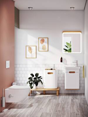 VitrA Sento Etajerli lavabo 5945B003-0029 Dikdörtgen - kompakt - 50x38 cm - sağdan tek armatür delikli - su taşma delikli - beyaz - 2