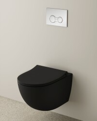 VitrA Sento Klozet kapağı 120-083-009 Slim - duroplast - üstten sıkmalı - yavaş kapanır - metal menteşeli - mat siyah - 3