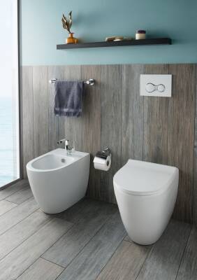 VitrA Sento Yerden bide 5986B003-0288 Duvara tam dayalı - 54 cm - tek armatür delikli - su taşma delikli - yanlardan deliksiz - beyaz - 2