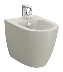 VitrA Sento Yerden bide 5986B020-0288 Duvara tam dayalı - 54 cm - tek armatür delikli - su taşma delikli - yanlardan deliksiz - mat bej