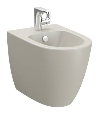 VitrA Sento Yerden bide 5986B020-0288 Duvara tam dayalı - 54 cm - tek armatür delikli - su taşma delikli - yanlardan deliksiz - mat bej - 1