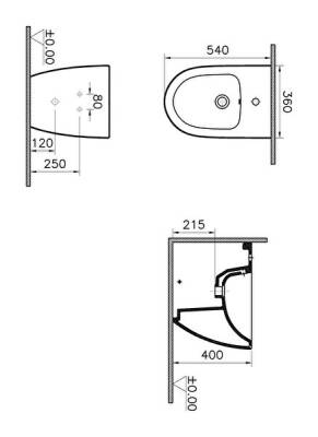 VitrA Sento Yerden bide 5986B020-0288 Duvara tam dayalı - 54 cm - tek armatür delikli - su taşma delikli - yanlardan deliksiz - mat bej - 2