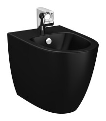 VitrA Sento Yerden bide 5986B083-0288 Duvara tam dayalı - 54 cm - tek armatür delikli - su taşma delikli - yanlardan deliksiz - mat siyah