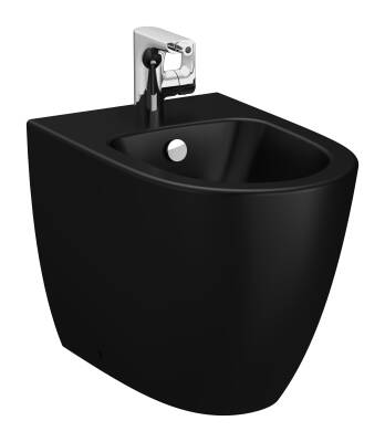 VitrA Sento Yerden bide 5986B083-0288 Duvara tam dayalı - 54 cm - tek armatür delikli - su taşma delikli - yanlardan deliksiz - mat siyah - 1