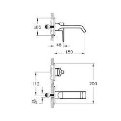 VitrA Suit Ankastre Lavabo Bataryası A4278239 Sıva Üstü Grubu - Parlak Siyah - 2