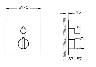 VitrA Suit Ankastre Termostatik Duş Bataryası A42873 Sıva Üstü Grubu - V-Box - Krom - 2