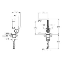 VitrA Suit Lavabo Bataryası A4261639 Yandan - Parlak Siyah - 2