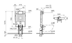 VitrA V8 Asma Klozetler için Gömme Rezervuar 768-1851-01 Asma klozetler için ayarlanabilir ince metal ayaklı - 3/6 L - 4