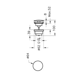 VitrA Lavabo Yuvarlak Süzgeci Universal A45148 Sabit - Krom - 2