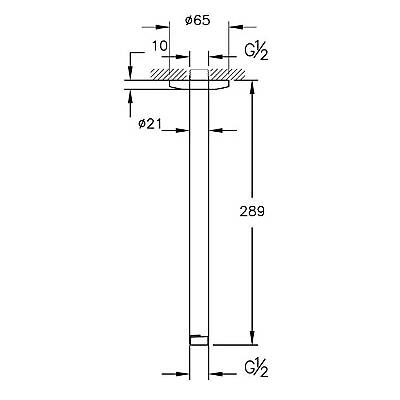 VitrA Duş Dirseği A4565034 Tavandan - Uzun - Fırçalı Nikel - 2