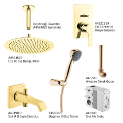 VitrA Ankastre Duş Seti - Altın - 400 MM - 7 Parça