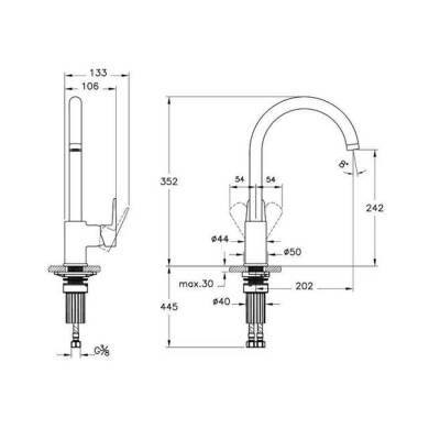 VitrA Flow Soft A43419 Eviye Bataryası, Krom - 2