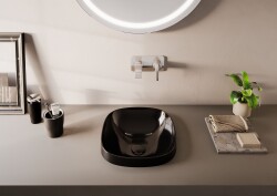 VitrA Frame Tezgahüstü Lavabo 5654B483-0016 Yuvarlak - Kompakt - 40x39 cm - Armatür Deliksiz - Su Taşma Deliksiz - Clean - Mat Siyah - 2