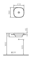 VitrA Frame Tezgahüstü Lavabo 5654B483-0016 Yuvarlak - Kompakt - 40x39 cm - Armatür Deliksiz - Su Taşma Deliksiz - Clean - Mat Siyah - 3