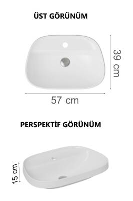 VitrA Frame Tezgahüstü Lavabo 5696B403-0041 Tv Shape - 55x39 cm - Tek Armatür Delikli - Su Taşma Deliksiz - Clean - Beyaz - 3