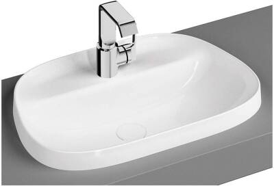 VitrA Frame Tezgahüstü Lavabo 5696B403-0041 Tv Shape - 55x39 cm - Tek Armatür Delikli - Su Taşma Deliksiz - Clean - Beyaz - 1