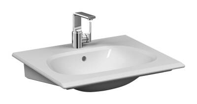 VitrA Frame Etajerli Lavabo 5707B403-0001 Dikdörtgen Tek Armatür Delikli - Su Taşma Delikli - Clean - beyaz - 1