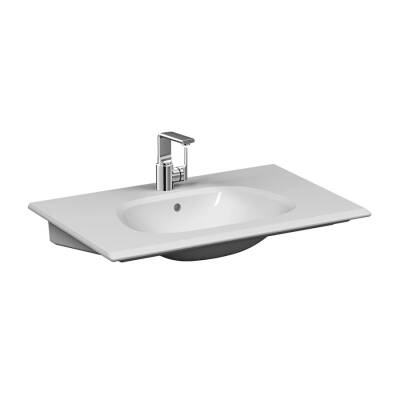 VitrA Frame Etajerli Lavabo 5708B403-0001 Dikdörtgen - 85x54 cm - Tek Armatür Delikli - Su Taşma Delikli - Clean - Beyaz - 1