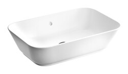 VitrA Geo Çanak Lavabo 7425B003-0012 Dikdörtgen - 60x39 cm - Armatür Deliksiz - Su Taşma Delikli - Beyaz 