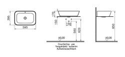 VitrA Geo Çanak Lavabo 7425B070-0012 Dikdörtgen - 60x39 cm - Armatür Deliksiz - Su Taşma Delikli - Parlak Siyah - 2
