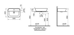 VitrA Geo Çanak Lavabo 7426B083-0001 Dikdörtgen - 60x43 cm - Tek Armatür Delikli - Su Taşma Delikli - Mat Siyah - 2