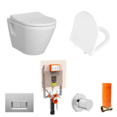 VitrA Integra Rim-ex Asma Klozet ve Soft Kapak Seti, Mat Beyaz - 1