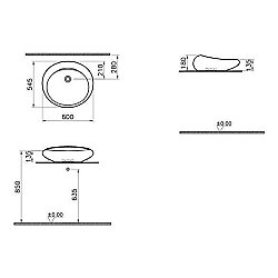 VitrA İstanbul Çanak lavabo 4280B403-0016 Yuvarlak - 60x55 cm - armatür deliksiz - su taşma deliksiz - Clean - beyaz - 2