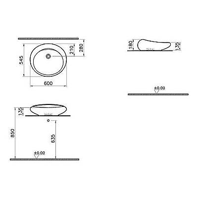 VitrA İstanbul Çanak lavabo 4280B403-0016 Yuvarlak - 60x55 cm - armatür deliksiz - su taşma deliksiz - Clean - beyaz - 2