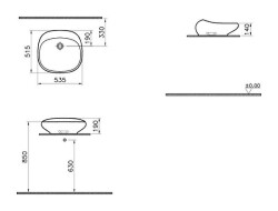 VitrA İstanbul Çanak Lavabo 4520B403-0016 Dikdörtgen - 55x52 cm - Armatür Deliksiz - Su Taşma Deliksiz - Clean - Beyaz - 3