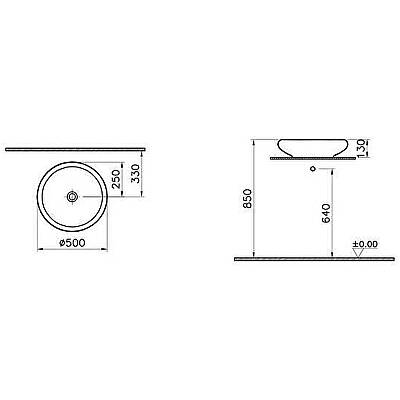 VitrA İstanbul Çanak lavabo 4522B403-0016 Yuvarlak - kompakt - 50x50 cm - armatür deliksiz - su taşma deliksiz - Clean - beyaz - 2