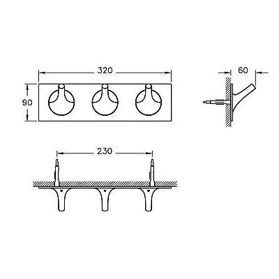 VitrA Istanbul Askı A48012 Üçlü - Krom - 2