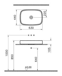 VitrA Memoria Infinit Çanak lavabo M58000003000 TV - 63 cm - Beyaz - 4