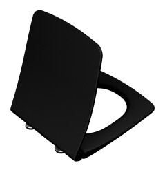 VitrA Metropole Klozet Kapağı 122-070-009 Slim - Duroplast - Üstten Sıkmalı - Yavaş Kapanır - Metal Menteşeli - Parlak Siyah