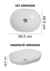VitrA Metropole Çanak lavabo 5942B003-0016 Oval - 60x46 cm - armatür deliksiz - su taşma deliksiz - beyaz